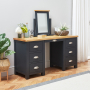 Cotswold Charcoal Grey Twin Pedestal Dressing Table + Mirror Set