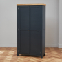 Cotswold Charcoal Grey Painted Double Linen Storage Shaker Cupboard