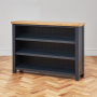 Cotswold Charcoal Grey Painted Wide Low Bookcase