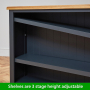 Cotswold Charcoal Grey Painted Wide Low Bookcase