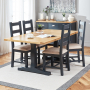 Cotswold Charcoal Grey Painted Oak 1.8m Refectory Dining Table and 4 Chair Set