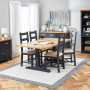 Cotswold Charcoal Grey Painted Oak 1.8m Refectory Dining Table and 4 Chair Set