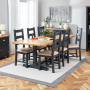 Cotswold Charcoal Grey Painted Oak 2.2m Refectory Dining Table and 6 Chair Set