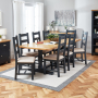 Cotswold Charcoal Grey Painted Oak 2.2m Refectory Dining Table and 8 Chair Set