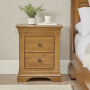 French Louis Oak 2 Drawer Bedside Table