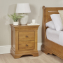 French Louis Oak 2 Drawer Bedside Table