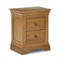 French Louis Oak 2 Drawer Bedside Table