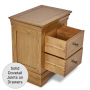 French Louis Oak 2 Drawer Bedside Table