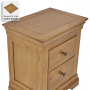 French Louis Oak 2 Drawer Bedside Table