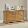 French Louis Oak Large Wide 3 over 4 Chest of Drawers