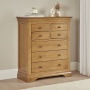 French Louis Oak Tall Large 4 over 3 Drawer Chest of Drawers