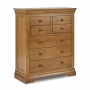 French Louis Oak Tall Large 4 over 3 Drawer Chest of Drawers