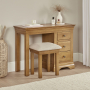 French Louis Oak Single Pedestal Dressing Table Set with Stool