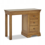 French Louis Oak Single Pedestal Dressing Table Set with Stool