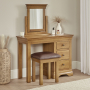 French Louis Oak Dressing Table Stool & Mirror Set