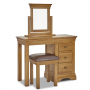 French Louis Oak Dressing Table Stool & Mirror Set