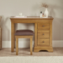 French Louis Oak Dressing Table and Stool Set