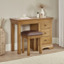 French Louis Oak Dressing Table and Stool Set