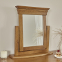 French Louis Oak Single Pedestal Dressing Table Set with Mirror and Stool