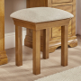 French Louis Oak Solid Dressing Table Stool with Natural Fabric Seat