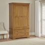 French Louis Oak Gents 2 Door Double Wardrobe with 2 Drawers