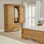 French Louis Oak Gents 2 Door Double Wardrobe with 2 Drawers