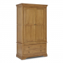 French Louis Oak Gents 2 Door Double Wardrobe with 2 Drawers