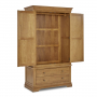 French Louis Oak Gents 2 Door Double Wardrobe with 2 Drawers