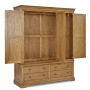 French Louis Oak 3 Door Triple Wardrobe with Mirror and 4 Drawers