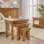 French Louis Oak Nest of 3 Side Tables