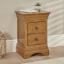 French Louis Oak 2 Drawer Slim Bedside Table