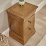 French Louis Oak 2 Drawer Slim Bedside Table