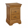 French Louis Oak 2 Drawer Slim Bedside Table