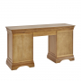 French Louis Oak Twin Pedestal Dressing Table Set with Stool