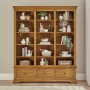 French Louis Oak Grand Library Bookcase with 3 Drawers