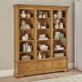 French Louis Oak Grand Library Bookcase with 3 Drawers