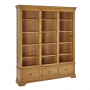 French Louis Oak Grand Library Bookcase with 3 Drawers