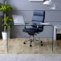 Geo-Glass Large Clear Glass Desk + Designer Office Chair