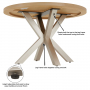 Industrial Parquet White Oak 120cm Round Dining Table with Grey Starburst Legs – 4 to 6 Seater