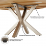 Industrial Natural Oak 150cm Round Dining Table with Grey Starburst Legs – 6 to 8 Seater