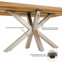 Industrial Herringbone White Oak 160cm Dining Table with Grey Starburst Legs – 4 to 6 Seater