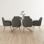 Geo Glass Dining Table with Chrome Legs and 6 Savoy Dark Grey Carver Dining Chairs