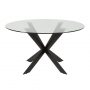 Geo Glass Round Dining Table with Black Legs and 4 Brogan Charcoal Dining Chairs