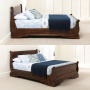 French Solid Hardwood 5ft King Size Mahogany Stained Sleigh Bed