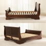 French Solid Hardwood 5ft King Size Mahogany Stained Sleigh Bed