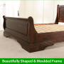 French Solid Hardwood 5ft King Size Mahogany Stained Sleigh Bed