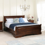 French Solid Hardwood 5ft King Size Mahogany Stained Sleigh Bed