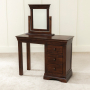 French Hardwood Mahogany Stained Dressing Table & Mirror Set