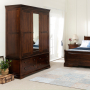 French Hardwood Mahogany Stained 3 Door Triple Wardrobe with Mirror