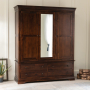 French Hardwood Mahogany Stained 3 Door Triple Wardrobe with Mirror